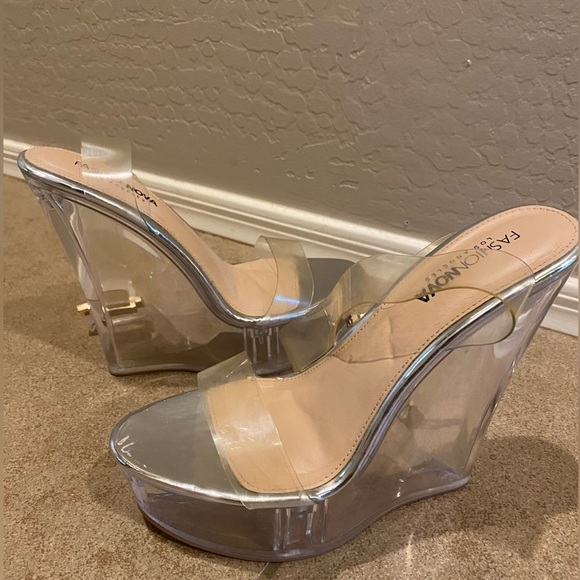 Fashion Nova Transparent and Silver Heels - Picture 2 of 6